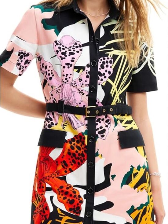 Desigual Dresses & Skirts - Desigual Pink Multicolor Floral Patchwork Midi Dress